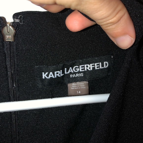 Karl Lagerfeld Cut Out Lace Trimmed Dress - Picture 3 of 6